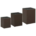 vidaXL Bijzettafel met glazen blad 35x35x52 cm poly rattan bruin