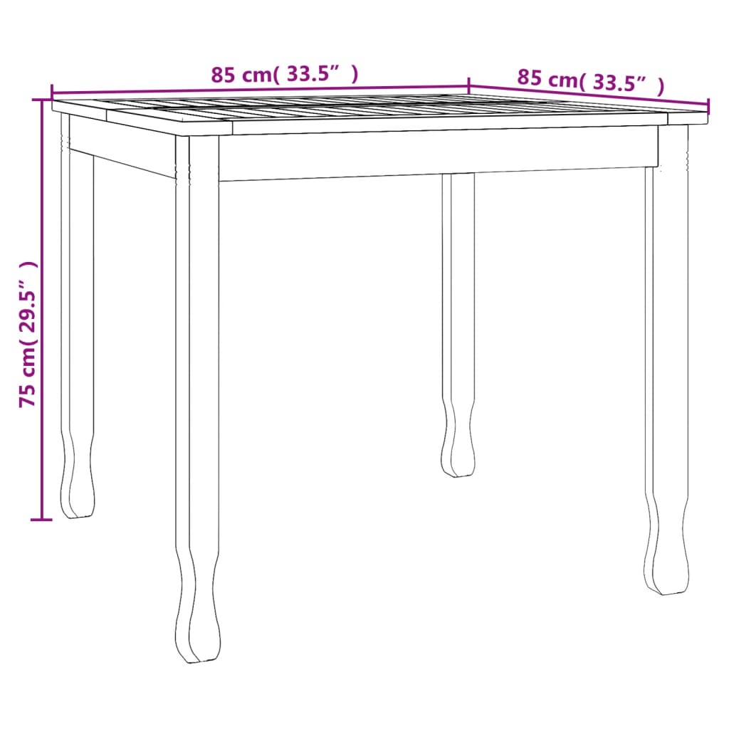 vidaXL Tuintafel 85x85x75 cm massief teakhout