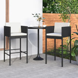 vidaXL Barkrukken 2 st met kussens poly rattan bruin