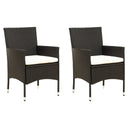 vidaXL Garden Chairs 2 pcs with Cushions Poly Rattan Brown
