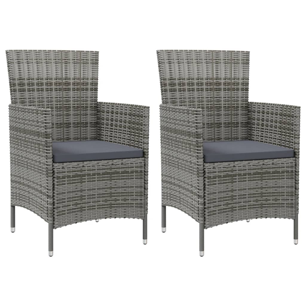 vidaXL Tuinstoelen 2 st met kussens poly rattan bruin