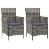 vidaXL Tuinstoelen 2 st met kussens poly rattan bruin