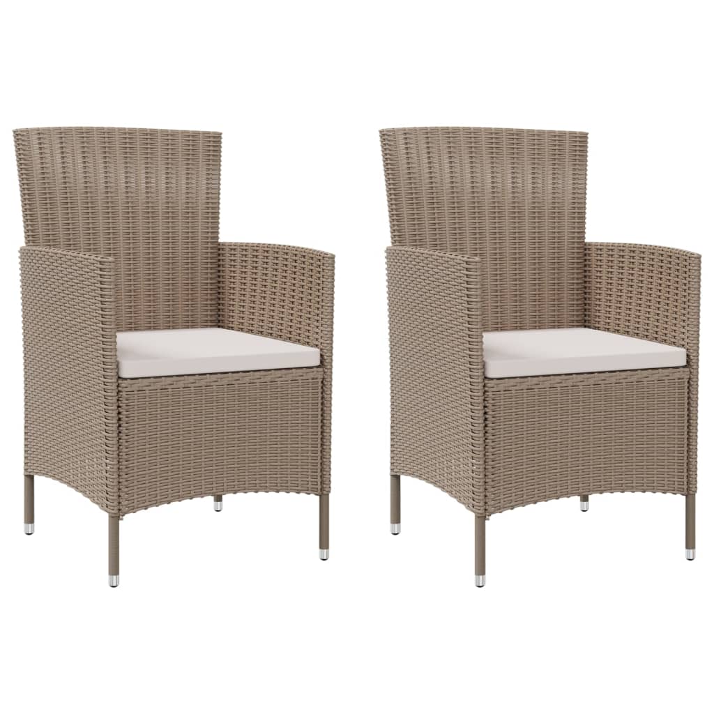 vidaXL Tuinstoelen 2 st met kussens poly rattan bruin
