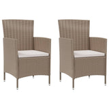 vidaXL Tuinstoelen 2 st met kussens poly rattan bruin