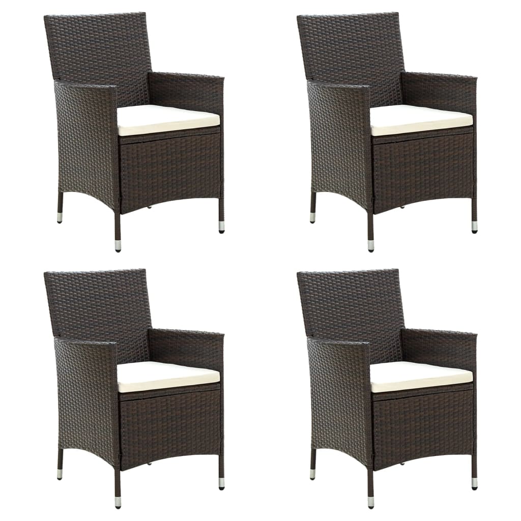 vidaXL Tuinstoelen 2 st met kussens poly rattan bruin