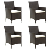 vidaXL Tuinstoelen 2 st met kussens poly rattan bruin