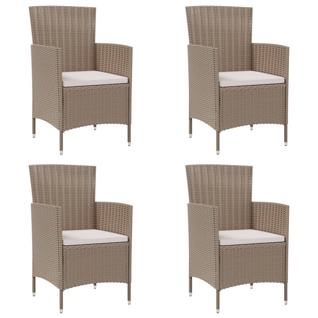 vidaXL Tuinstoelen 2 st met kussens poly rattan bruin