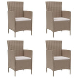 vidaXL Tuinstoelen 2 st met kussens poly rattan bruin