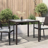 vidaXL Tuintafel 90x90x75 cm gehard glas en poly rattan bruin
