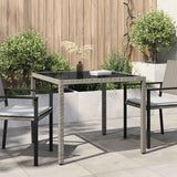 vidaXL Tuintafel 90x90x75 cm gehard glas en poly rattan bruin