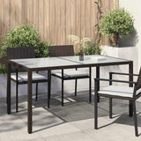 vidaXL Tuintafel 90x90x75 cm gehard glas en poly rattan bruin