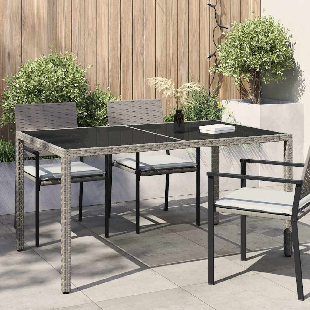 vidaXL Tuintafel 90x90x75 cm gehard glas en poly rattan bruin
