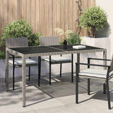 vidaXL Tuintafel 90x90x75 cm gehard glas en poly rattan bruin