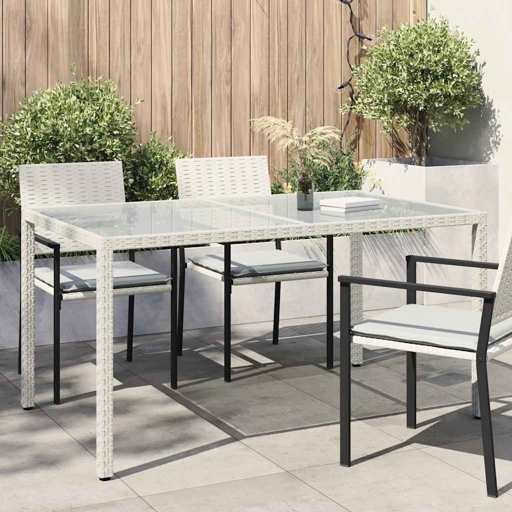 vidaXL Tuintafel 90x90x75 cm gehard glas en poly rattan bruin