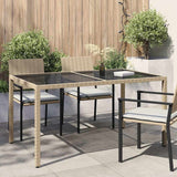 vidaXL Tuintafel 90x90x75 cm gehard glas en poly rattan bruin