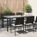 vidaXL Garden Table 190x90x75 cm Tempered Glass and Poly Rattan Brown