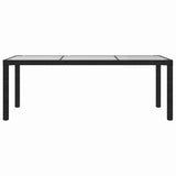 vidaXL Tuintafel 190x90x75 cm gehard glas en poly rattan black