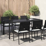 vidaXL Tuintafel 190x90x75 cm gehard glas en poly rattan bruin