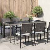 vidaXL Tuintafel 190x90x75 cm gehard glas en poly rattan bruin