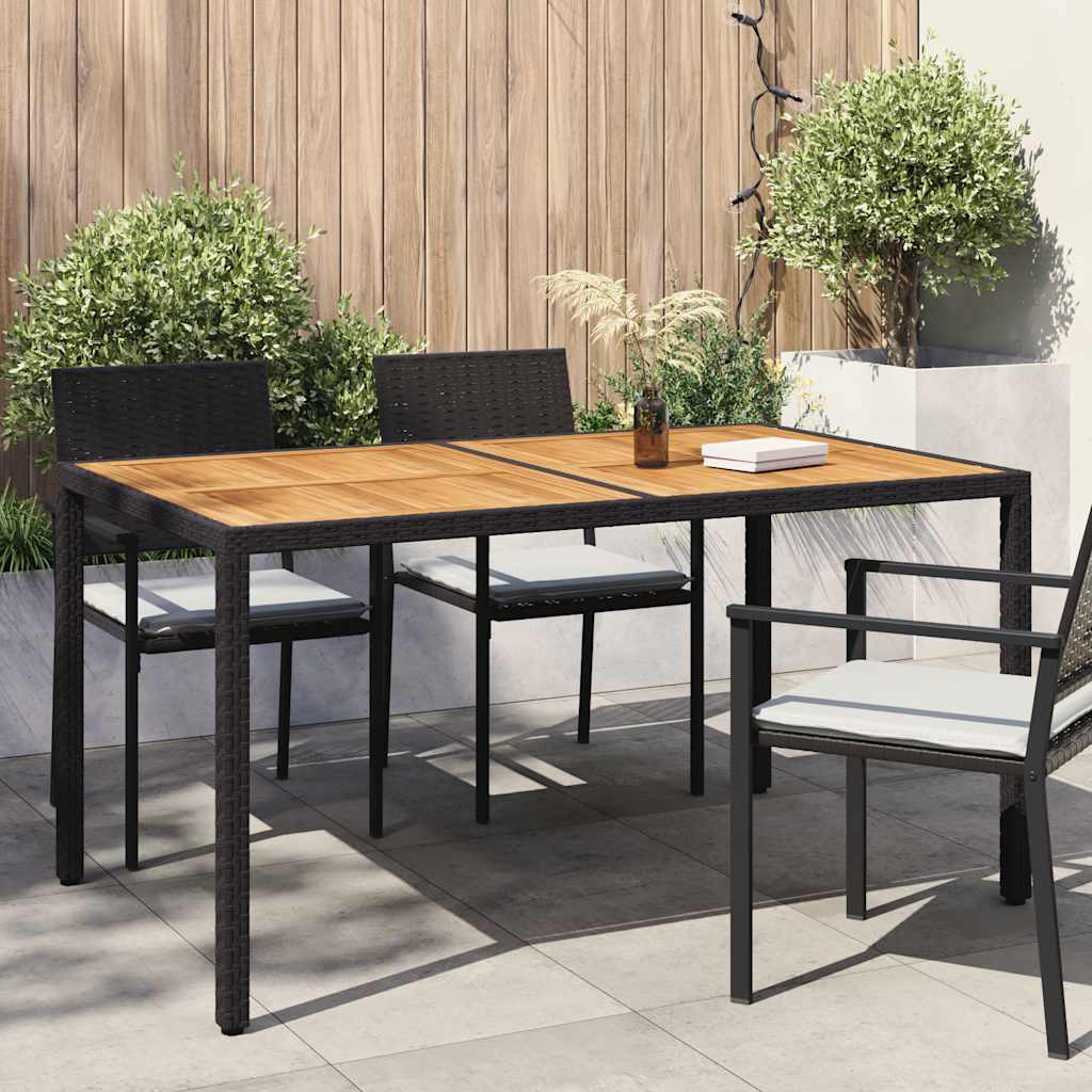 vidaXL Tuintafel 90x90x75 cm poly rattan en acaciahout zwart