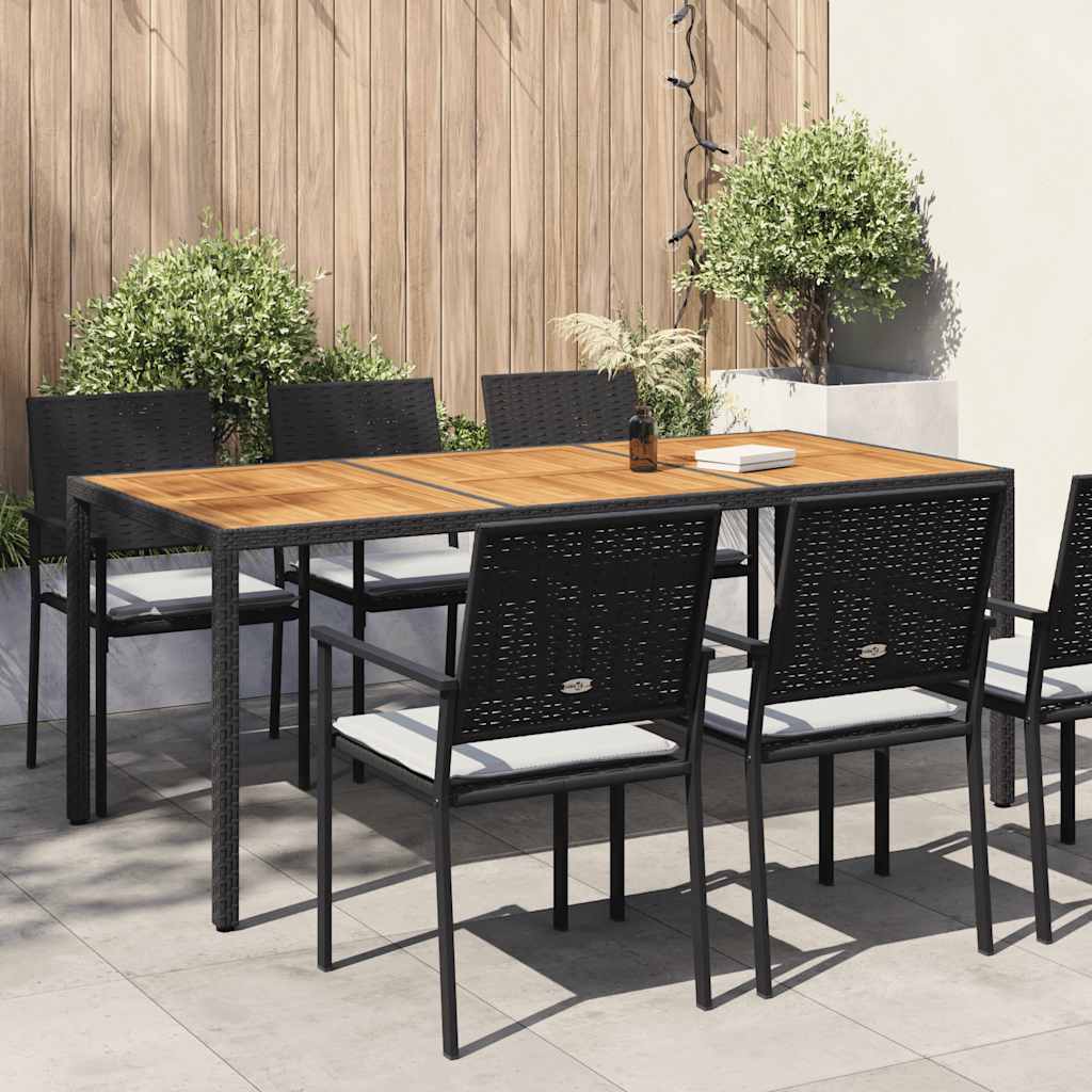 vidaXL Tuintafel 90x90x75 cm poly rattan en acaciahout zwart