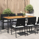 vidaXL Garden Table 90x90x75 cm Poly Rattan and Acacia Wood Black