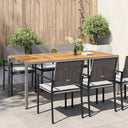 vidaXL Garden Table 90x90x75 cm Poly Rattan and Acacia Wood Black