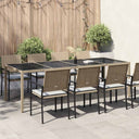 vidaXL Garden Table 250x100x75 cm Tempered Glass and Poly Rattan Grey