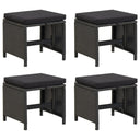 vidaXL Garden stools 4 pcs with cushions poly rattan black
