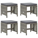 vidaXL Garden stools 4 pcs with cushions poly rattan black