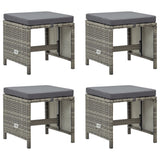 vidaXL Garden stools 4 pcs with cushions poly rattan black