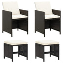 vidaXL Garden Armchair and Footrest Set 4-Piece Poly Rattan Black