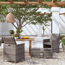 vidaXL Garden Armchair and Footrest Set 4-Piece Poly Rattan Black