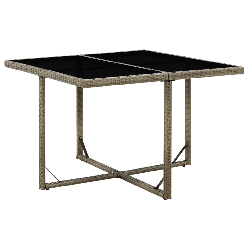 vidaXL Tuintafel 109x107x74 cm poly rattan en glas zwart