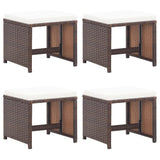 vidaXL Garden stools 4 pcs with cushions poly rattan black