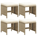 vidaXL Garden stools 4 pcs with cushions poly rattan black