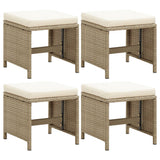 vidaXL Garden stools 4 pcs with cushions poly rattan black
