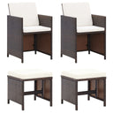 vidaXL Garden Armchair and Footrest Set 4-Piece Poly Rattan Black