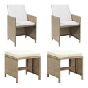 vidaXL Garden Armchair and Footrest Set 4-Piece Poly Rattan Black