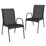 vidaXL Tuinstoelen 2 st staal en textileen zwart
