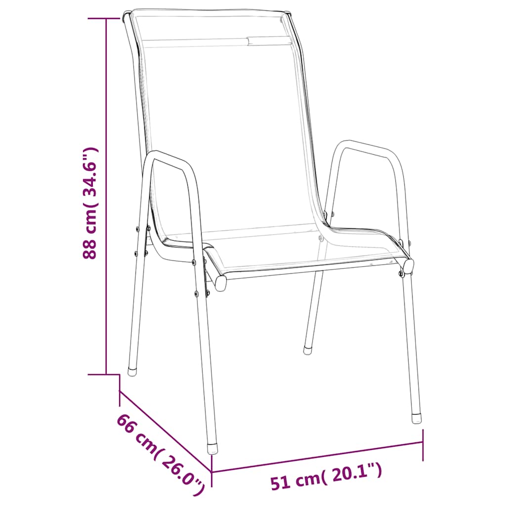 vidaXL Tuinstoelen 2 st staal en textileen zwart