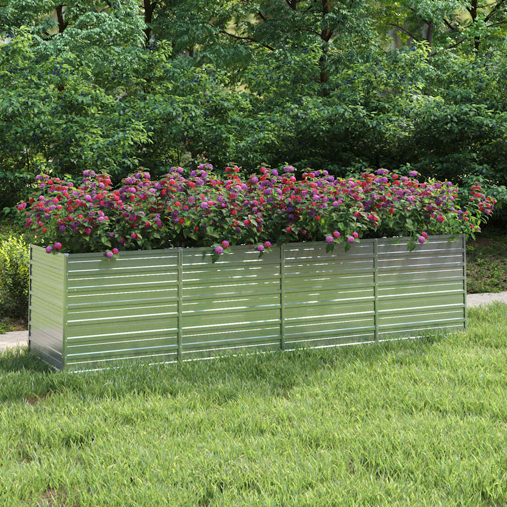vidaXL Plantenbak verhoogd 160x80x77 cm gegalvaniseerd staal zilver