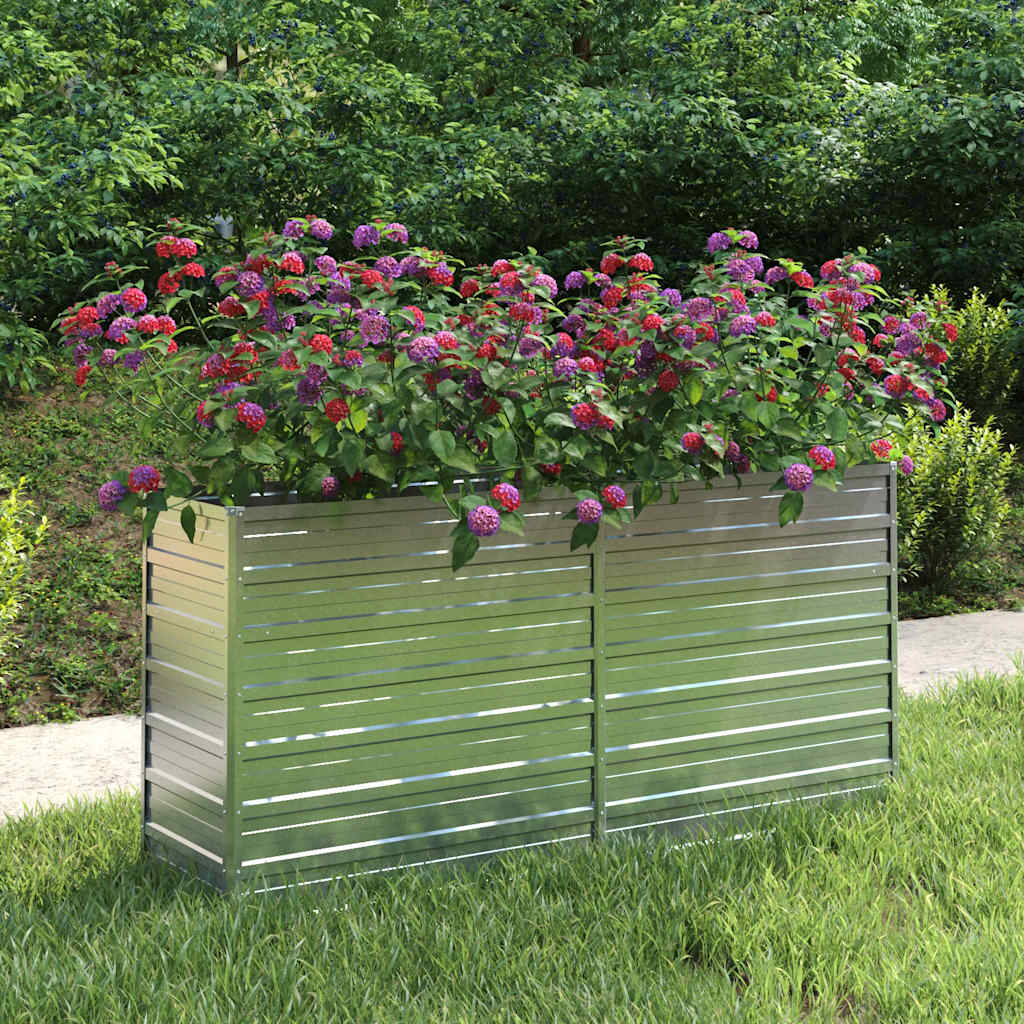 vidaXL Plantenbak verhoogd 160x80x77 cm gegalvaniseerd staal zilver
