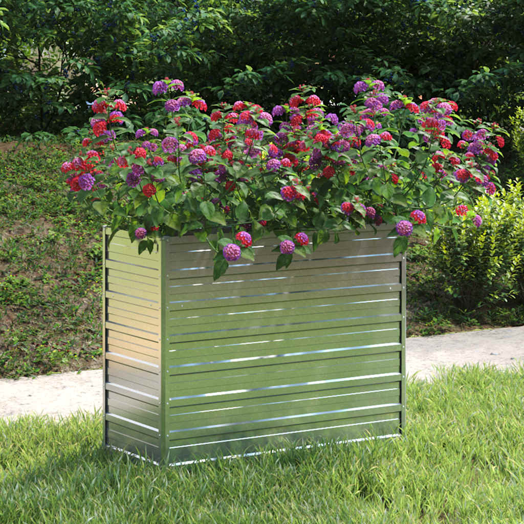 vidaXL Plantenbak verhoogd 160x80x77 cm gegalvaniseerd staal zilver