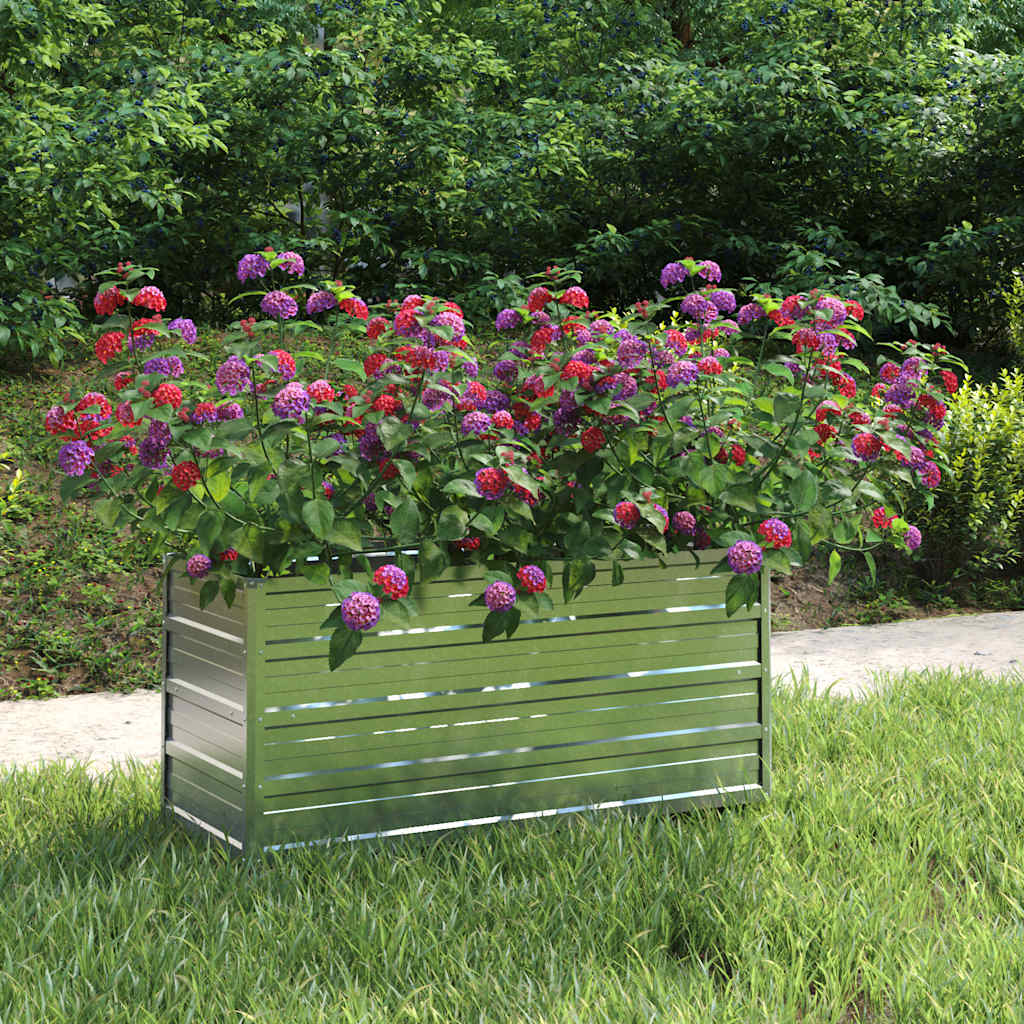 vidaXL Plantenbak verhoogd 160x80x77 cm gegalvaniseerd staal zilver