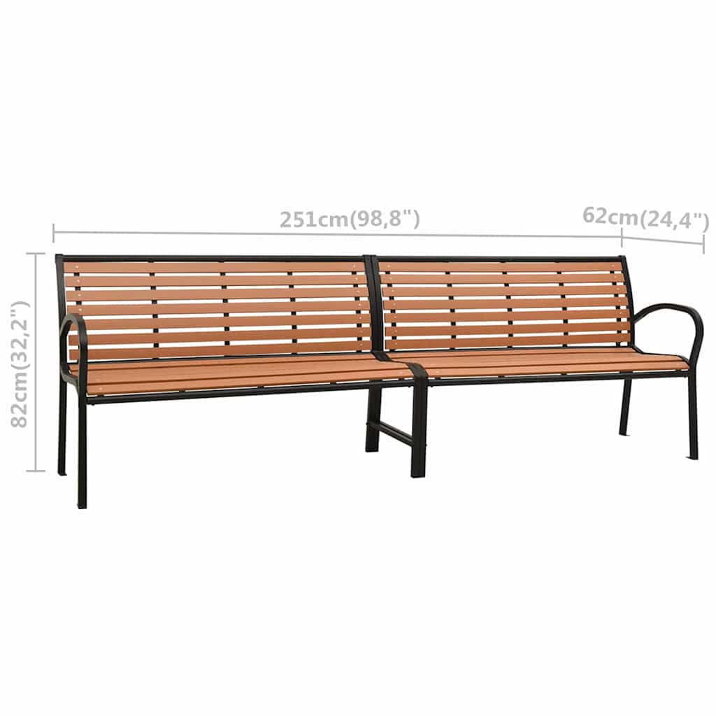 vidaXL Tuinbank dubbel 251 cm staal en HKC zwart