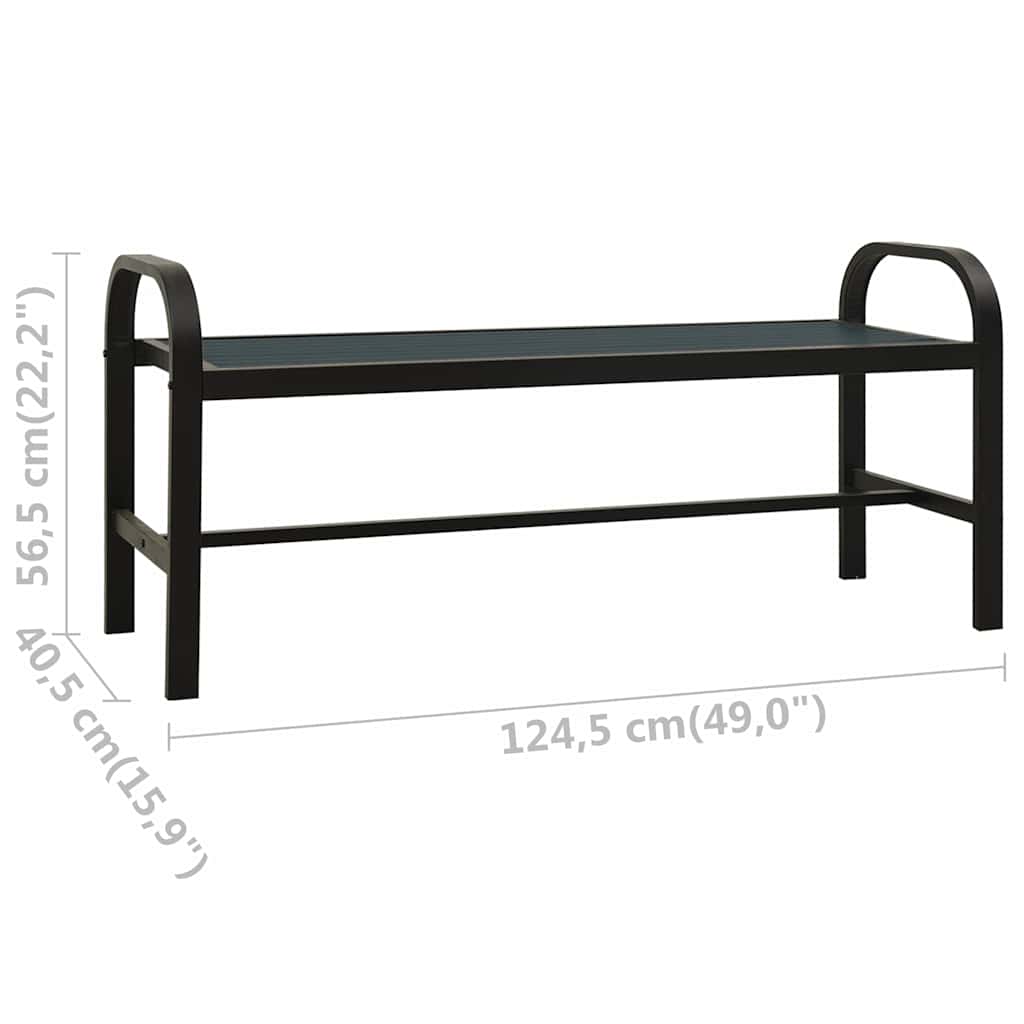 vidaXL Tuinbank 124,5 cm staal en HKC zwart