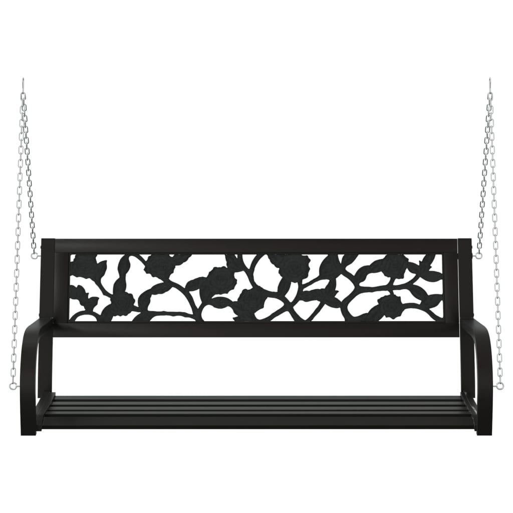 vidaXL Schommelbank 125 cm staal en kunststof zwart