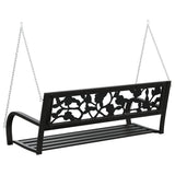 vidaXL Schommelbank 125 cm staal en kunststof zwart