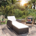vidaXL Lit avec coussin crème en rotin poly noir